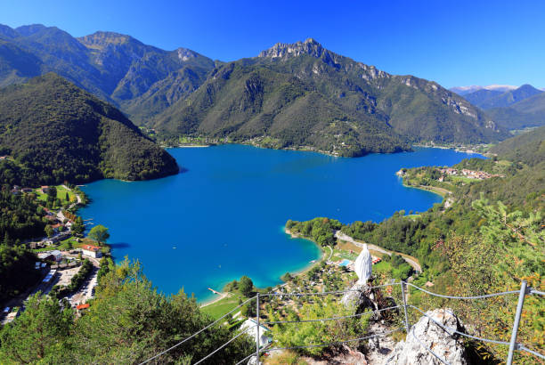 The beautiful Lake Ledro in Trentino. Northern Italy, Europe. stock photo