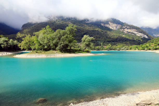 The beautiful Lake Tenno in Trentino. Northern Italy, Europe. stock photo