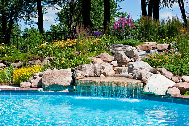 Images d'un beau jardin piscines fleurs fantastiques