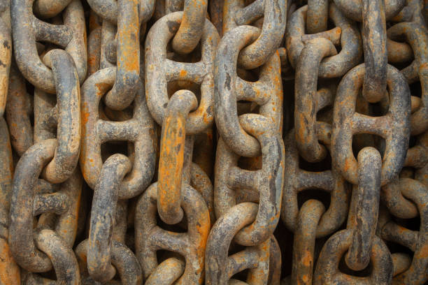 The big ship anchor chains close-up picture stock photo