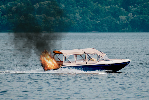 the boats engine caught fire picture