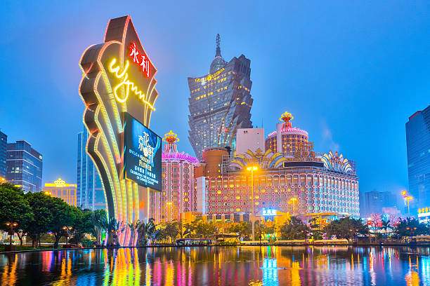 The Buildings of casino in Macau, China Macau, China - March 12, 2016: Buildings of Macau Casino on March 12, 2016, Gambling tourism is Macau's biggest source of revenue, making up about fifty percent of the economy. macao stock pictures, royalty-free photos & images