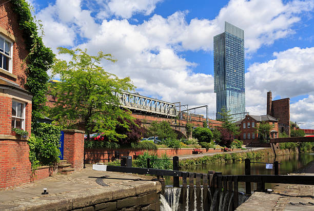 The canal in Castlefield, Manchester. stock photo