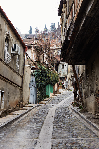 Tbilisi, Georgia - December 13, 2016: Narrow streets and historic city of Tbilisi,  georgia