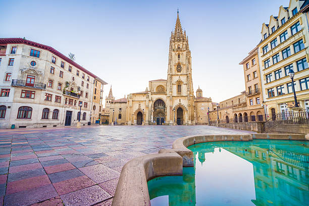 The Cathedral of Oviedo The Cathedral of Oviedo, Spain, was founded by King Fruela I of Asturias in 781 AD and is located in the Alfonso II square. cathedral stock pictures, royalty-free photos & images