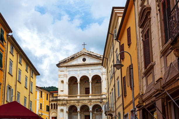 The Cathedral of  Santi Pietro e Francesco In Massa Carrara stock photo