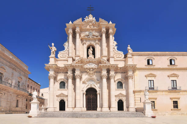 The Cathedral of Syracuse, Sicily Italy. stock photo