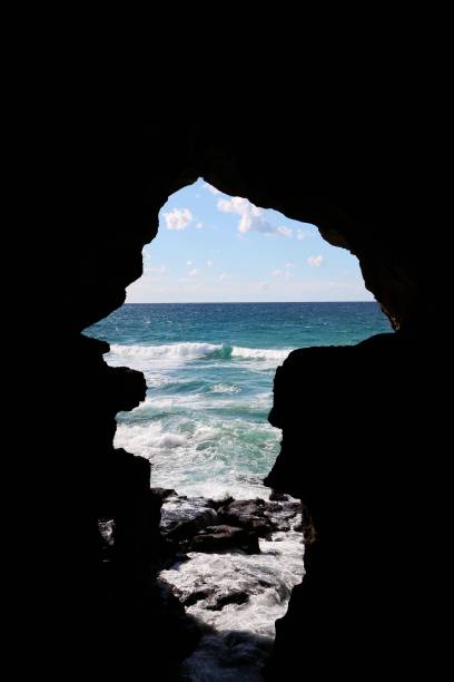 The Caves of Hercules is one of the most popular tourist attractions near Tangier, north of Morocco stock photo