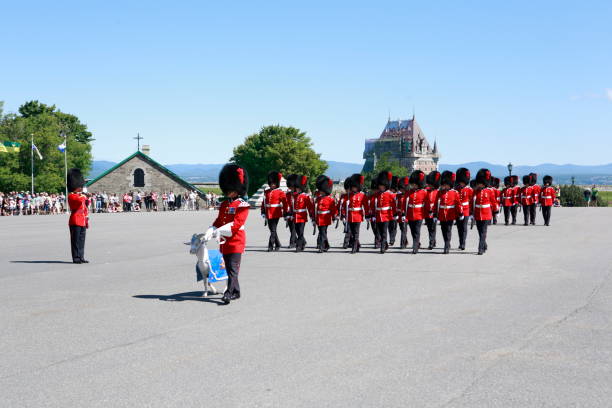 The Changing of the Guard at the Citadelle, Quebec stock photo