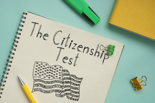 The Citizenship Test is shown on the business photo using the text stock photo