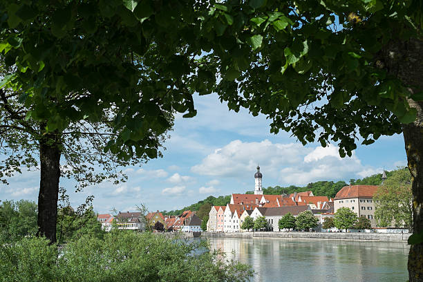 The City of Landsberg am Lech The City of Landsberg am Lech with the River Lech in the Summer lech river stock pictures, royalty-free photos & images