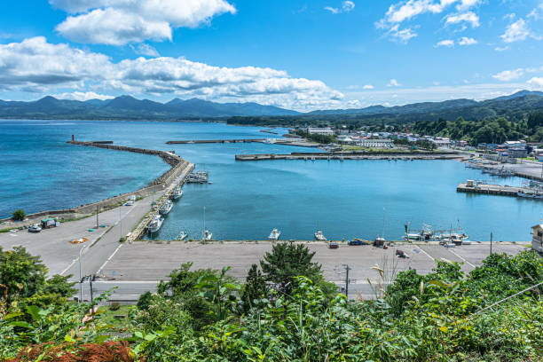 The coast along Minmaya Village, Aomori Prefecture, Honshu, Japan stock photo
