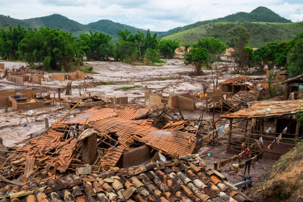 The collapse of Samarco's Fundao mining dam in Mariana-Minas Gerais, Brazil stock photo