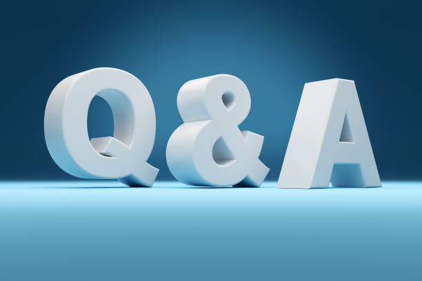 The concept word q and a, questions and answers on blue background. stock photo