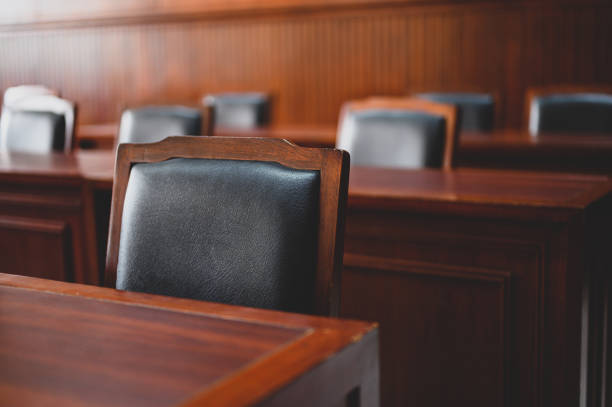 The court room considered cases related to various cases. stock photo
