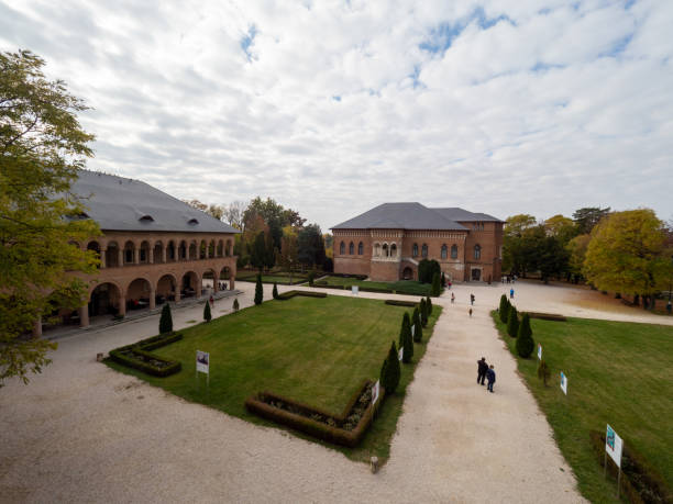 The courtyard of Mogosoaia Palace, Romania stock photo
