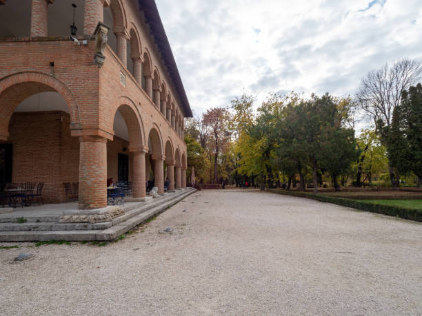 The courtyard of Mogosoaia Palace, Romania stock photo