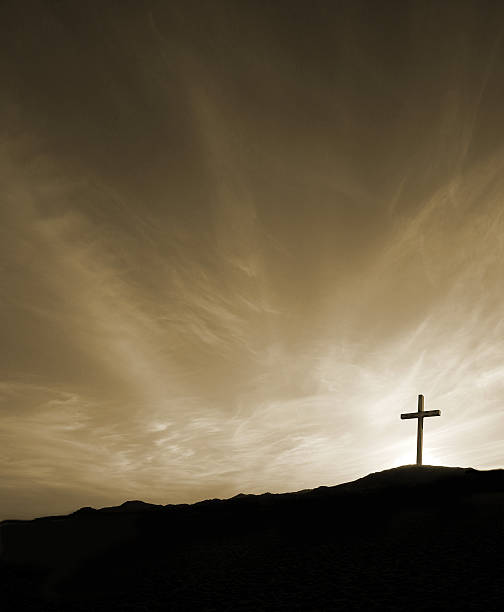 The  Cross on Good Friday sepia toned. Copy space  good friday stock pictures, royalty-free photos & images