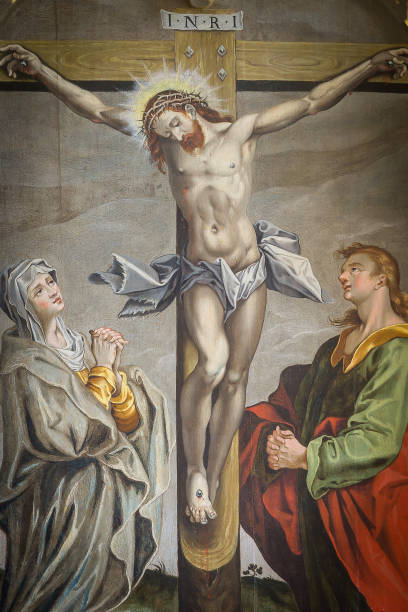 la crucifixión, un retablo de 1613 - 1 john fotografías e imágenes de stock