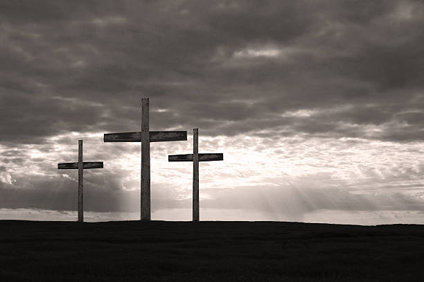 The Crucifxtion in Black and White  good friday stock pictures, royalty-free photos & images