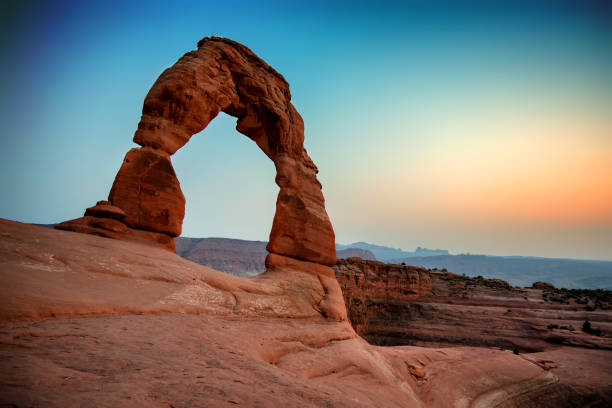 The Delicate Arch in Utah's Arches National Park stock photo