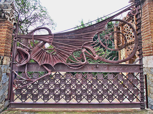 The Dragon Gate of the Güell Pavilions stock photo