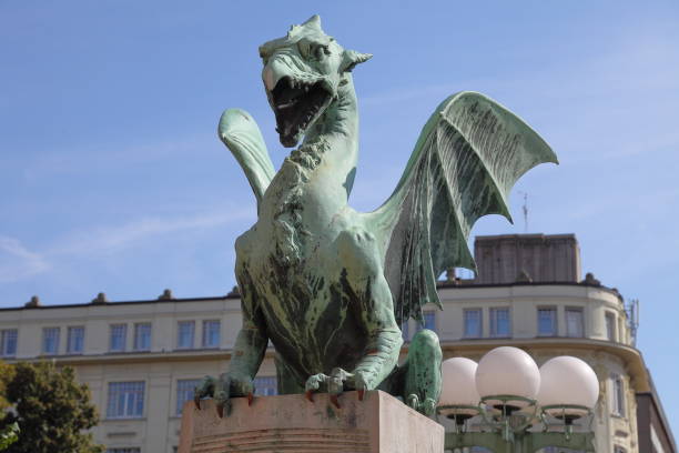 The dragon statue of the  Dragon Bridge stock photo