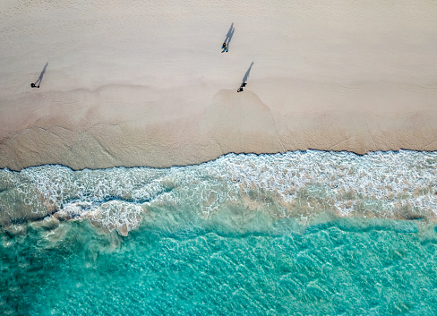 The drone aerial view of horseshoe bay, Bermuda island.