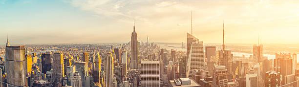 The Empire State building and manhattan panorama in NYC stock photo