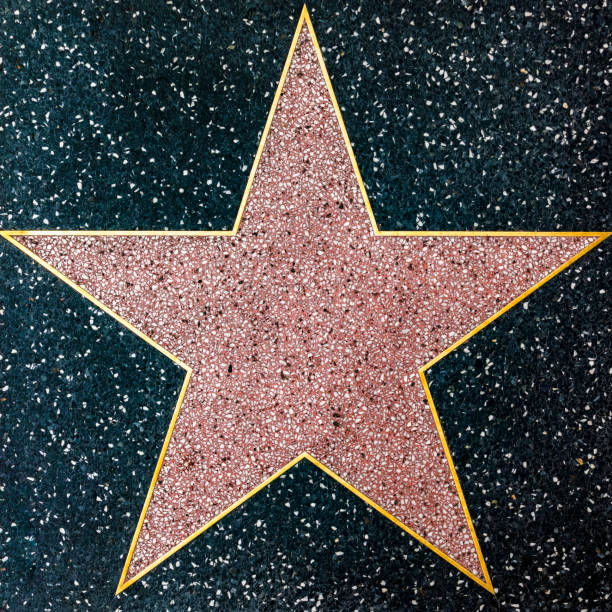 The empty star on the sidewalk of Hollywood Boulevard Walk of fames. stock photo