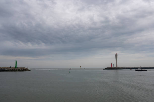 The entrance to the harbour in Ostend stock photo