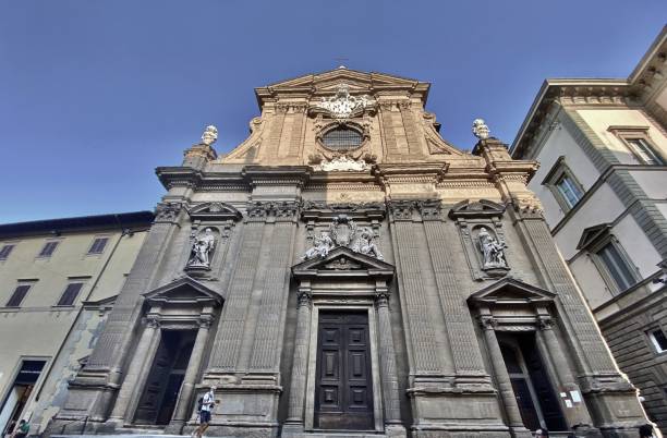 the façade of the baroque church of san gaetano (santi michele e gaetano) located on the piazza antinori. stock photo