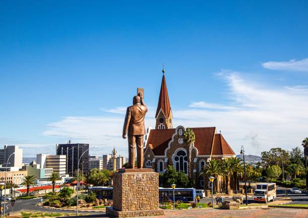 The famous Christ Church in Namibia's capital Windhoek stock photo