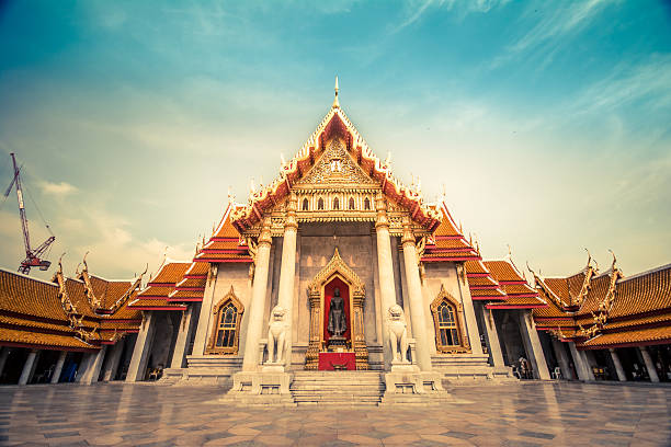 The famous marble temple Benchamabophit from Bangkok, Thailand stock photo