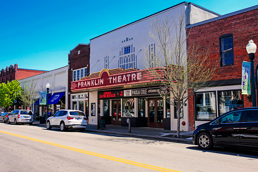 Franklin, TN, USA - April 4, 2016: The Franklin Theatre on Main Street in downtown Franklin, Tennessee