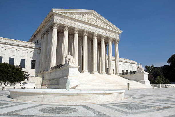 The front steps of the United States Supreme Court The front of the US Supreme Court in Washington, DC. supreme court stock pictures, royalty-free photos & images