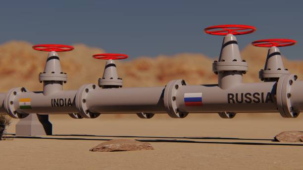 The gas pipeline with flags of Russia, Turkey and EU The gas pipeline with flags of Russia, Turkey and EU. 3d rendering oil refinery factory stock pictures, royalty-free photos & images