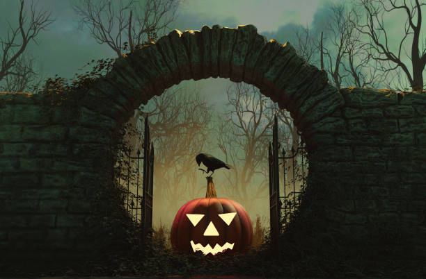 The gates is open and Halloween is here stock photo