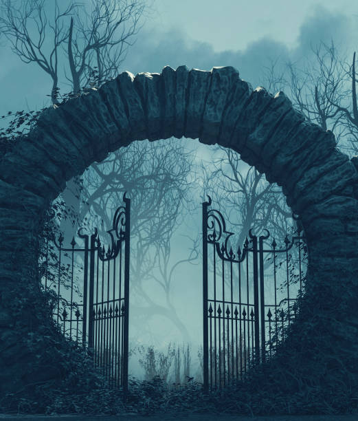 The gates is open The gates is open,Halloween scene,3d illustration gothic style stock pictures, royalty-free photos & images