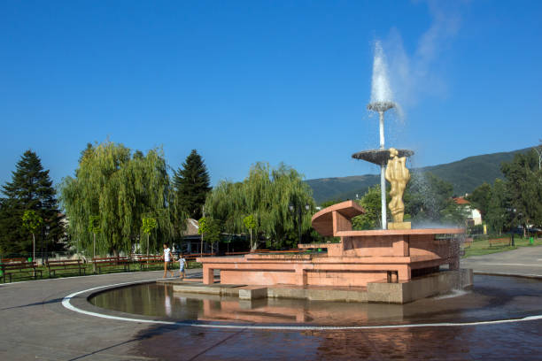 The geyser with hot water in Spa Resort of Sapareva Banya, Bulgaria stock photo