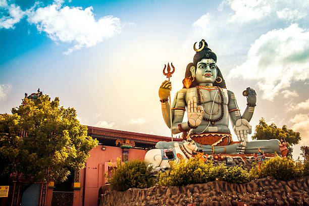 The giant statue of god Shiva Koneshwaram, Trincomalee Sri Lanka stock photo
