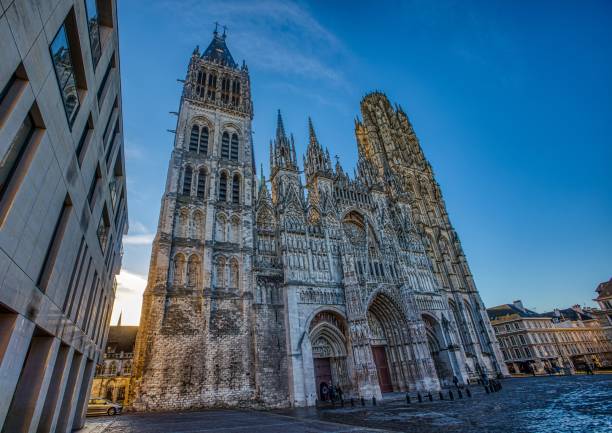 The gothic cathedral of Rouen in northern France stock photo