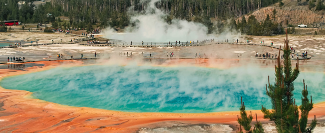 The Grand Prismatic Spring in Yellowstone National Park, Wyoming USA