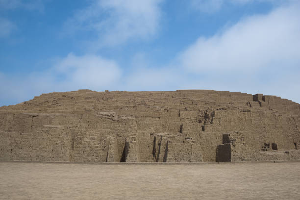 The grey stones of Huaca Pucllana, a sacred pyramid from pre-incan times stock photo