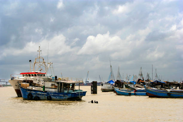 The harbor of Paramaribo, Capital of Suriname stock photo