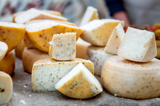 le varietà dure di formaggio di capra. - formaggio foto e immagini stock