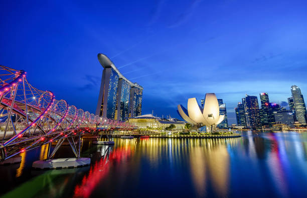 The Helix Bridge, Singapore stock photo