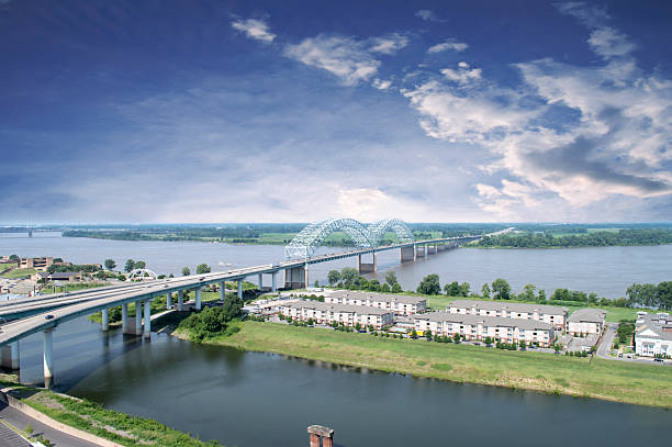The Hernando de Soto Bridge in Memphis, TN stock photo