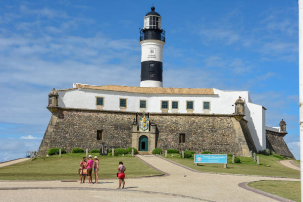 The historic Farol da Barra (Barra Lighthouse) in Salvador Bahia, Brazil stock photo