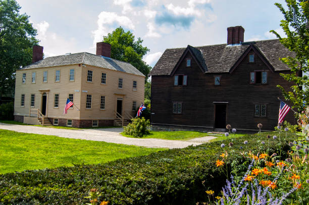 The historic Strawbery Banke Museum, ofl colonial installation in New Hampshire, Portsmouth stock photo
